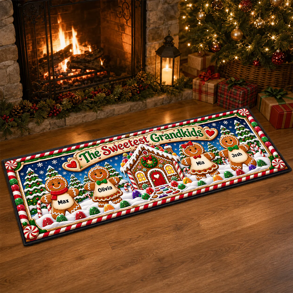 Sweet Family - Personalized Gingerbread House Runner Rug