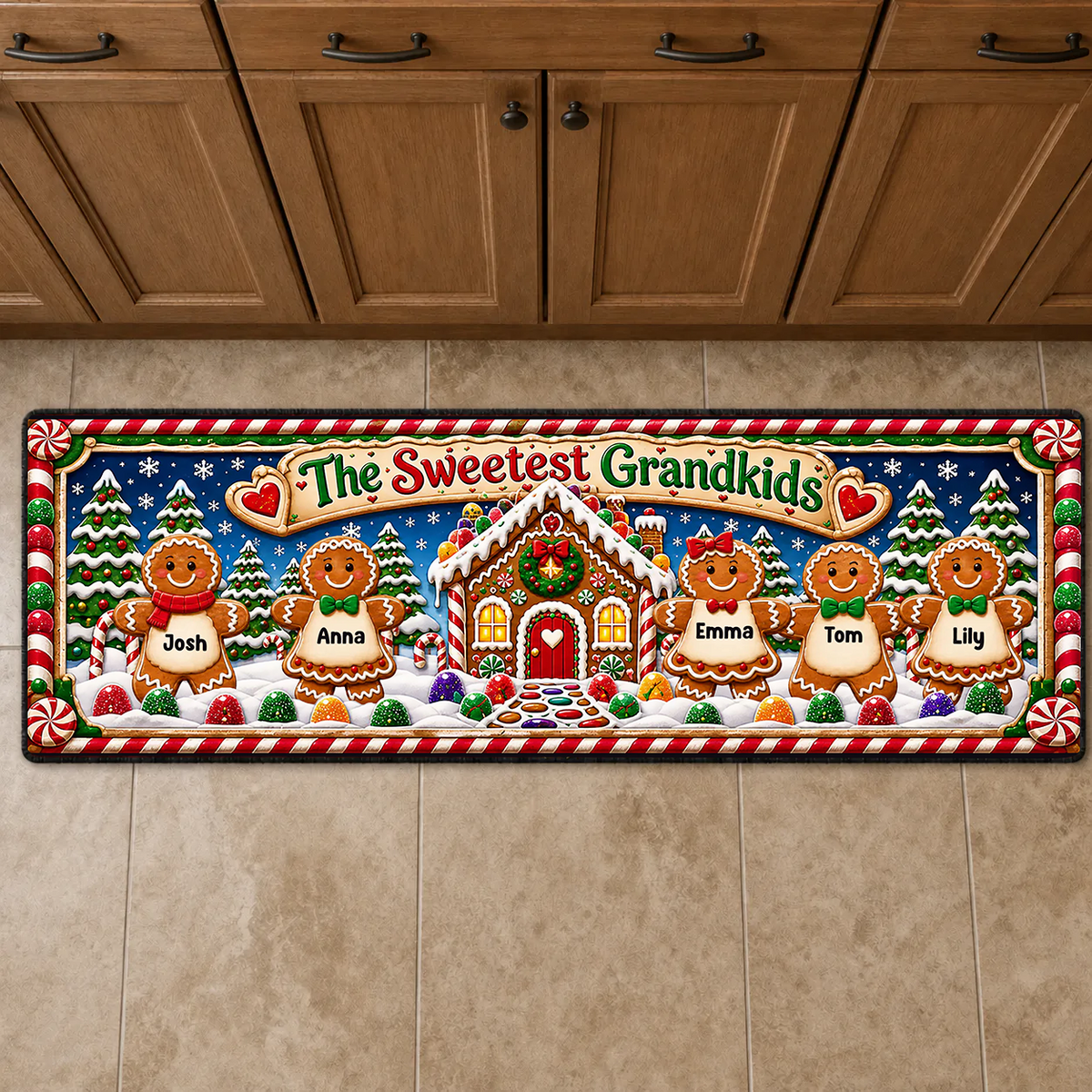 Sweet Family - Personalized Gingerbread House Runner Rug