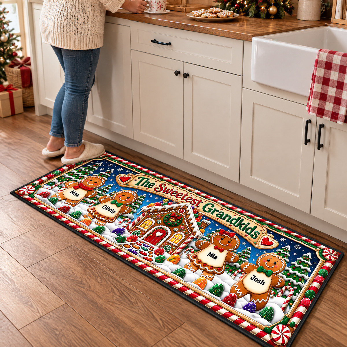 Sweet Family - Personalized Gingerbread House Runner Rug