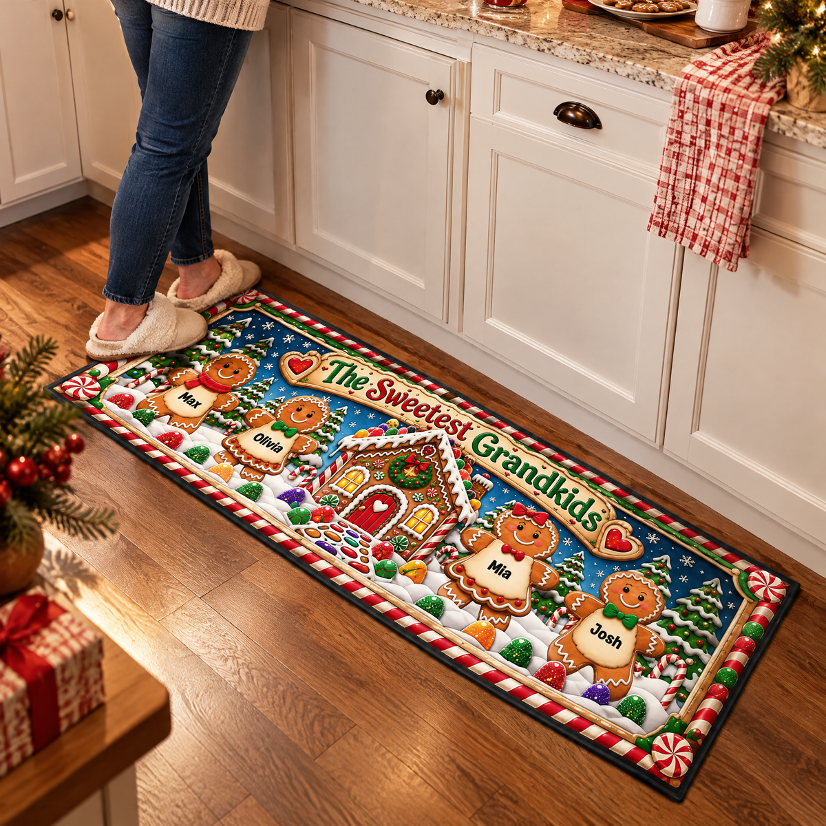 Sweet Family - Personalized Gingerbread House Runner Rug
