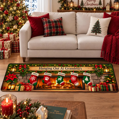 Personalized Stocking Mantel Runner Rug