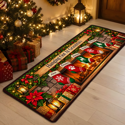 Personalized Stocking Mantel Runner Rug