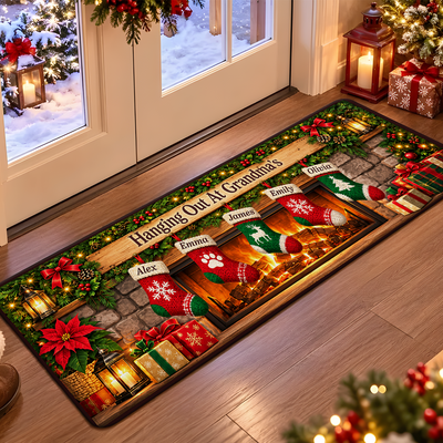 Personalized Stocking Mantel Runner Rug