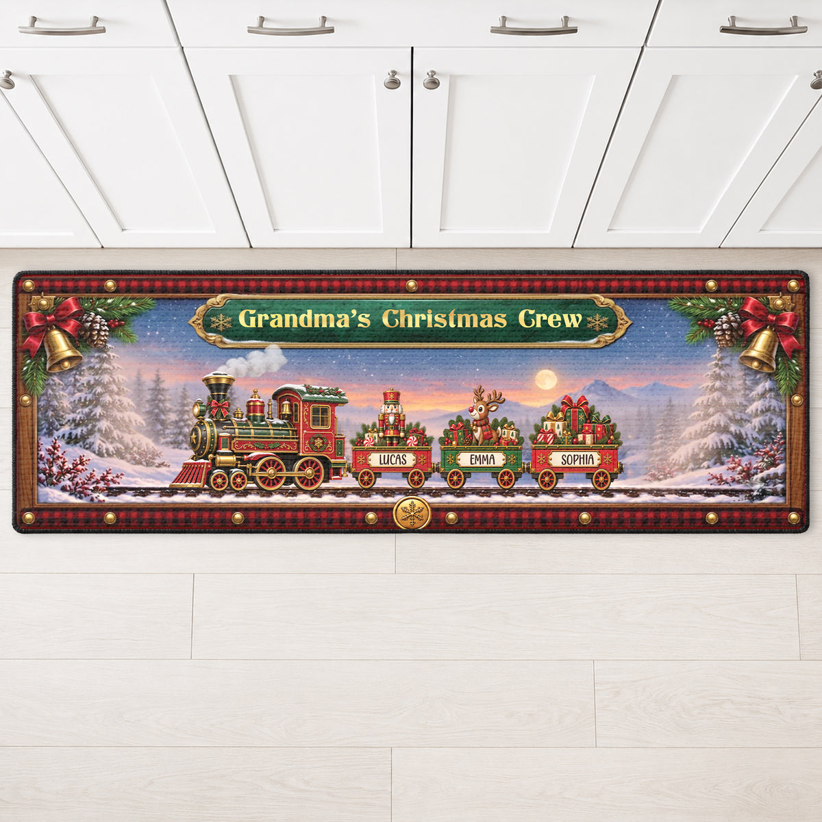 Grandparents Crew - Personalized Christmas Train Runner Rug