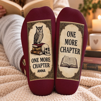One More Chapter - Personalized Middle Tube Socks, Gift For Book Lovers, One More Chapter Sock