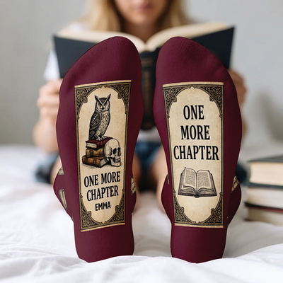 One More Chapter - Personalized Middle Tube Socks, Gift For Book Lovers, One More Chapter Sock