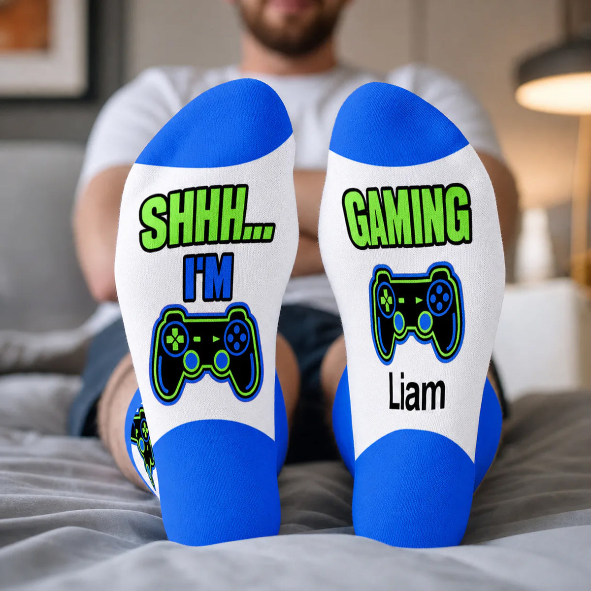 Shhh I'm Gaming - Personalized Middle Tube Socks, Gaming Socks, Gift For Gamer