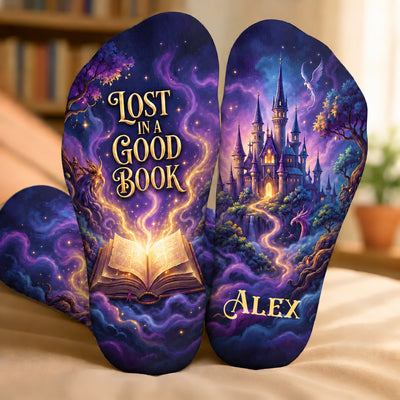 Master Of The Books - Personalized Middle Tube Socks, Fantasy Book Lover Gift
