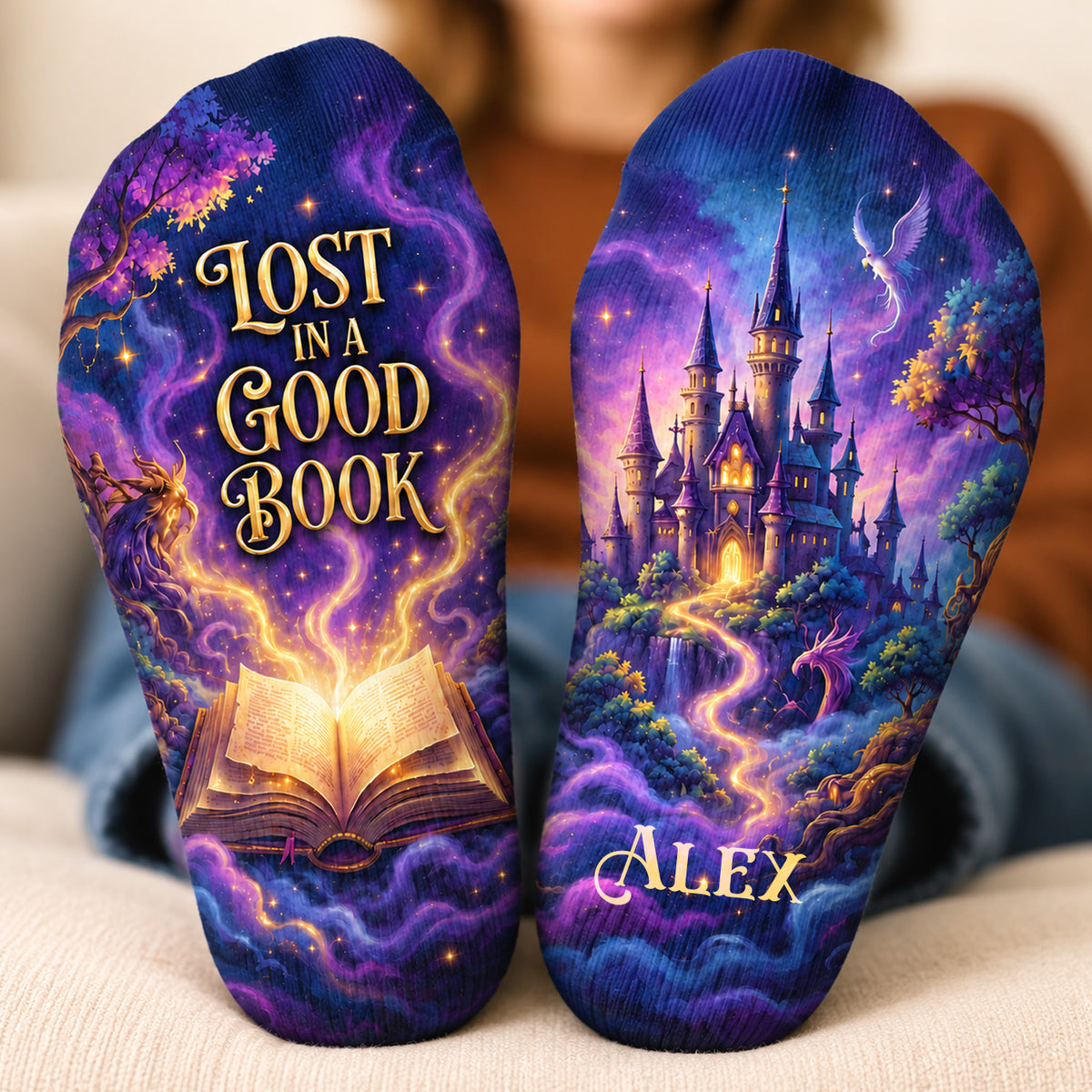 Master Of The Books - Personalized Middle Tube Socks, Fantasy Book Lover Gift