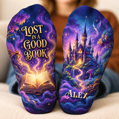 Master Of The Books - Personalized Middle Tube Socks, Fantasy Book Lover Gift