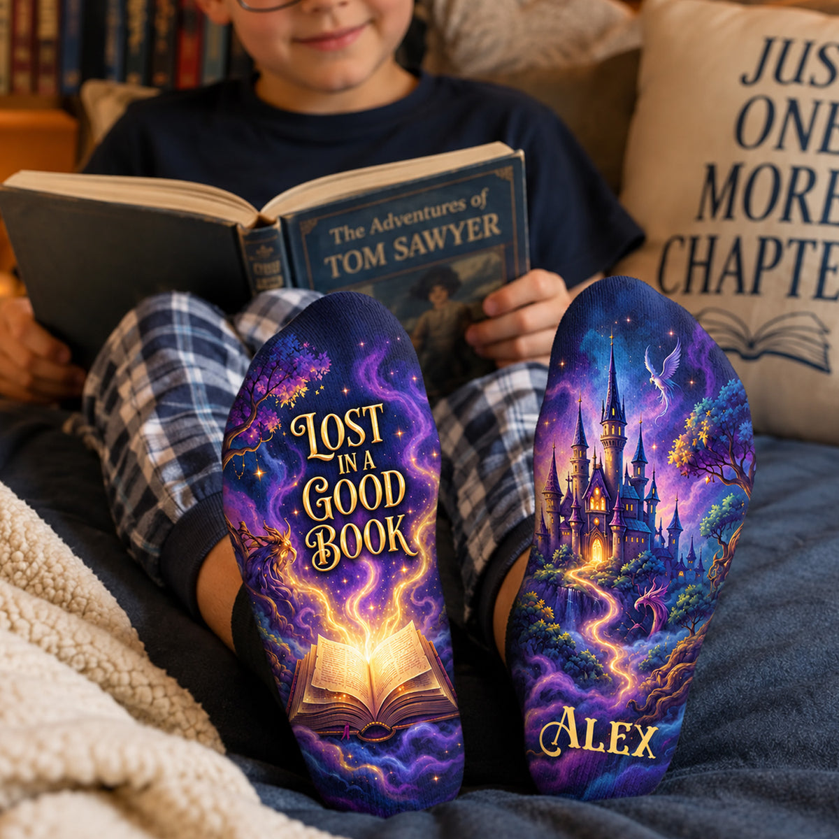 Master Of The Books - Personalized Middle Tube Socks, Fantasy Book Lover Gift