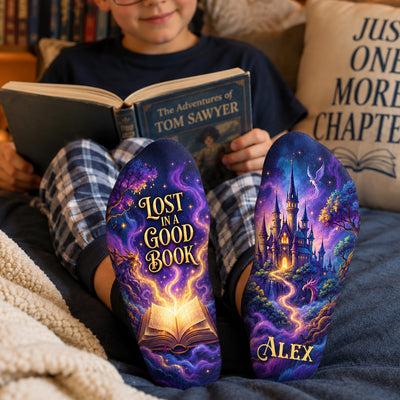 Master Of The Books - Personalized Middle Tube Socks, Fantasy Book Lover Gift