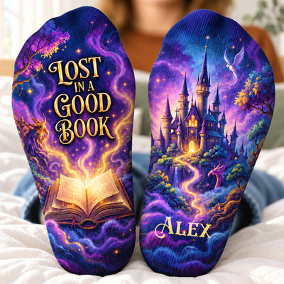 Master Of The Books - Personalized Middle Tube Socks, Fantasy Book Lover Gift