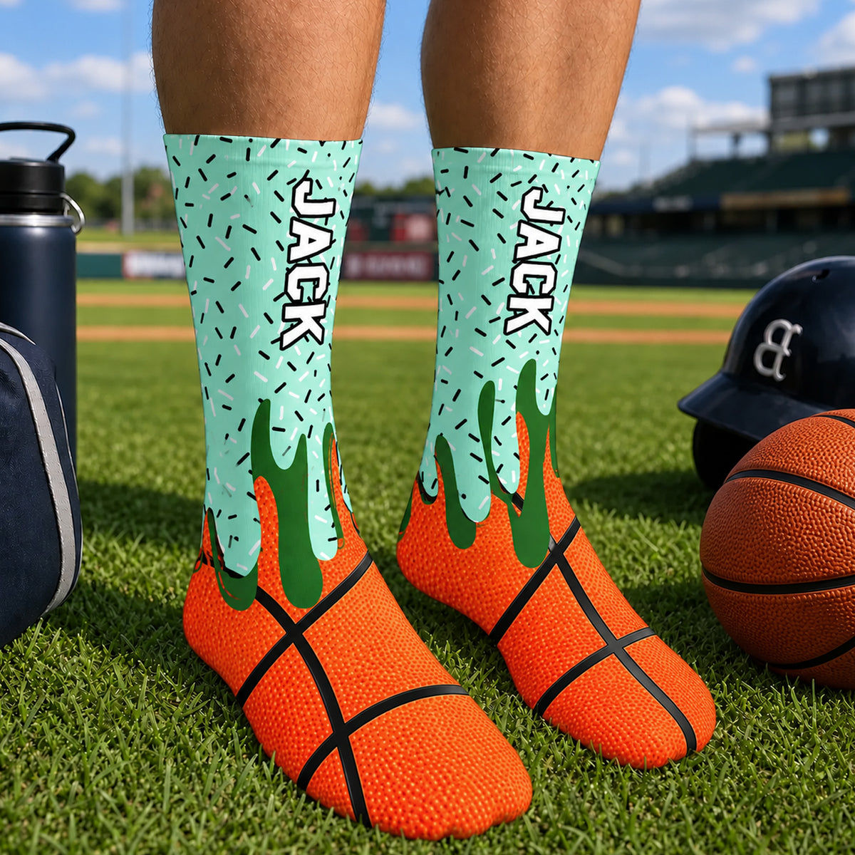 Basketball Is My Happy Place - Personalized Middle Tube Socks, Gift For Basketball Lovers