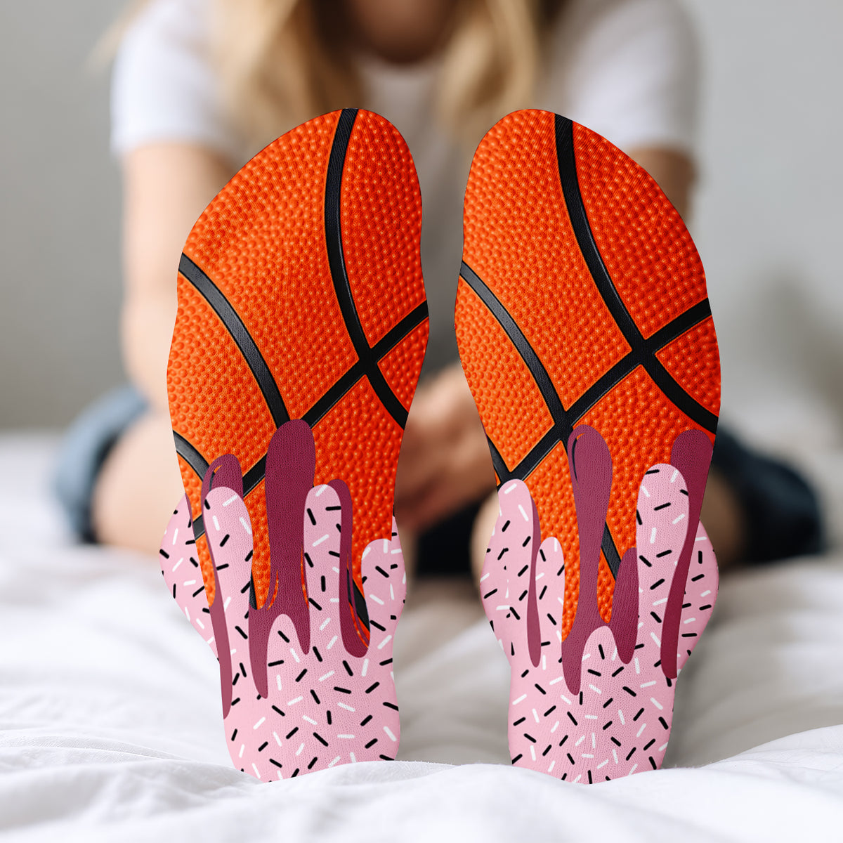 Basketball Is My Happy Place - Personalized Middle Tube Socks, Gift For Basketball Lovers