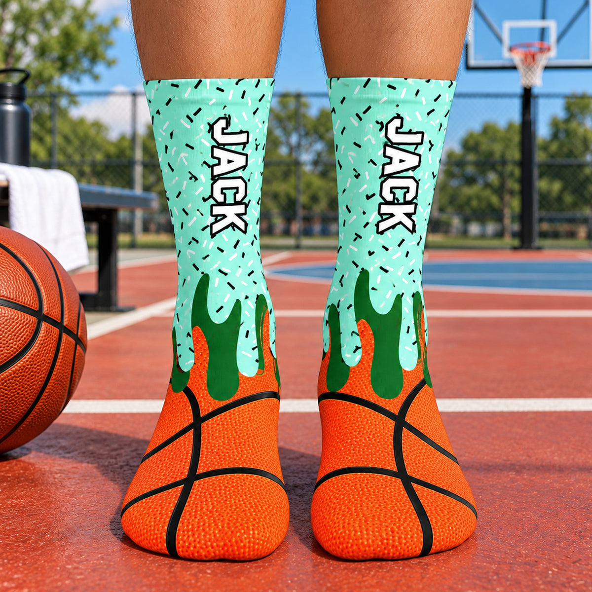 Basketball Is My Happy Place - Personalized Middle Tube Socks, Gift For Basketball Lovers