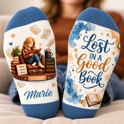 Watercolor Book Lover - Personalized Artistic Reading Middle Tube socks, Cozy Gift