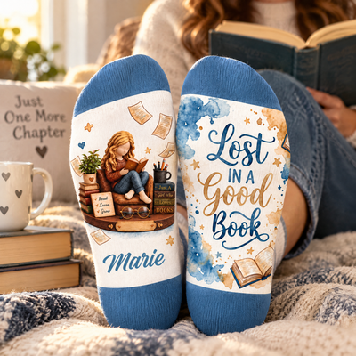 Watercolor Book Lover - Personalized Artistic Reading Middle Tube socks, Cozy Gift