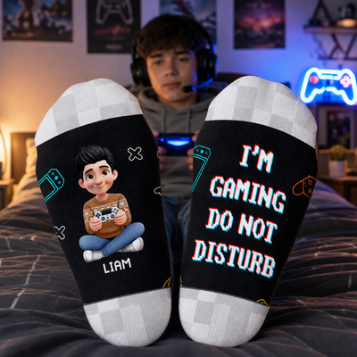 Do Not Disturb I’m Gaming - Personalized Middle Tube Socks, Gift For Gamers, Gaming Lovers