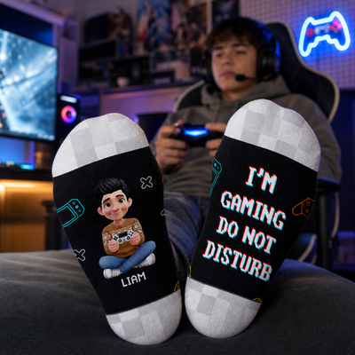 Do Not Disturb I’m Gaming - Personalized Middle Tube Socks, Gift For Gamers, Gaming Lovers