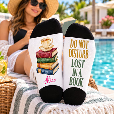 Do Not Disturb Reading - Personalized Middle Tube Socks, Cozy Socks for Book Lovers, Reading Socks