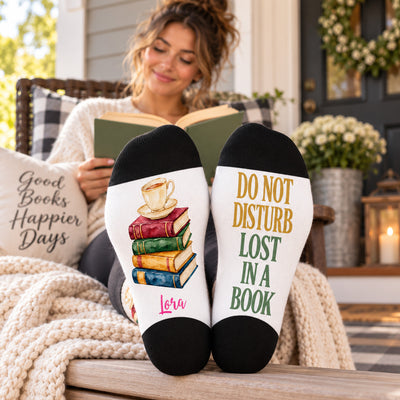 Do Not Disturb Reading - Personalized Middle Tube Socks, Cozy Socks for Book Lovers, Reading Socks