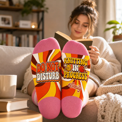 Do Not Disturb Knitting - Personalized Retro Middle Tube Socks