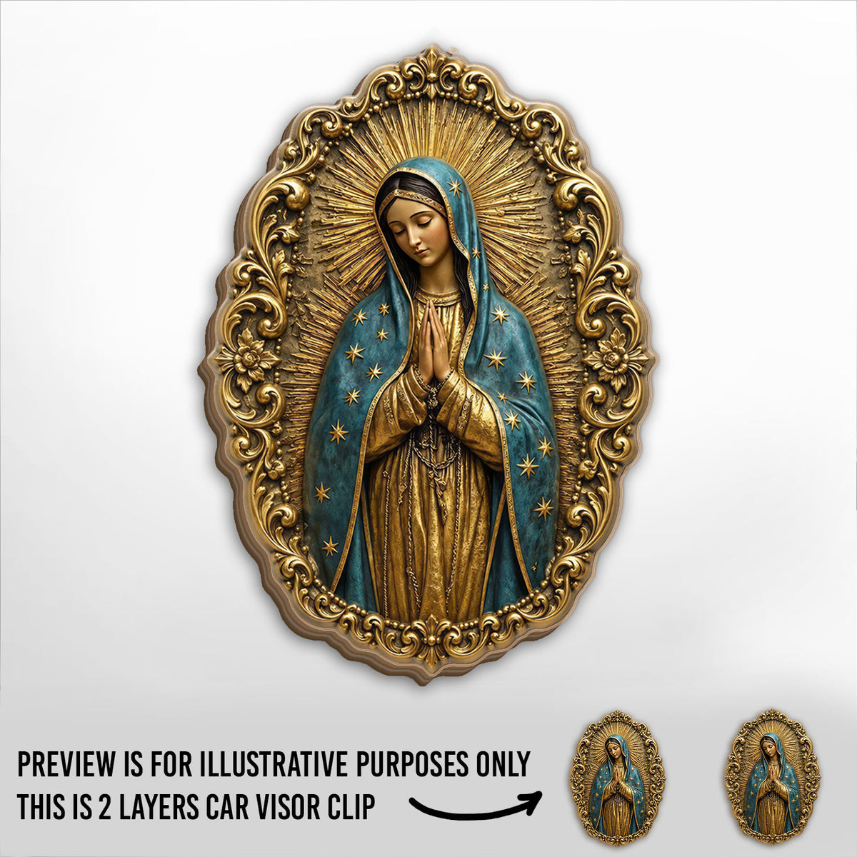 Blessed Mother Guadalupe -  Car Visor Clip, Catholic Gift for Mom, Faith &amp; Protection Gift, Religious Car Decor, Confirmation &amp; Communion Gift