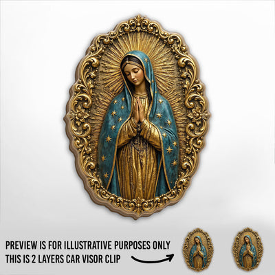 Blessed Mother Guadalupe -  Car Visor Clip, Catholic Gift for Mom, Faith & Protection Gift, Religious Car Decor, Confirmation & Communion Gift