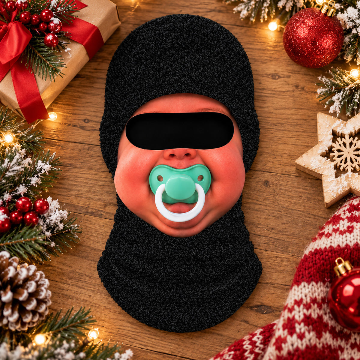 Funny Baby Face - Personalized Ski Mask, Novelty Skiing &amp; Snowboarding Winter Gift