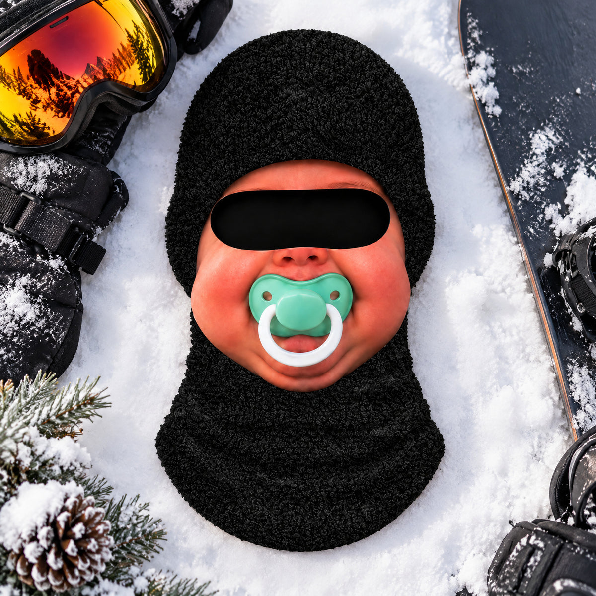 Funny Baby Face - Personalized Ski Mask, Novelty Skiing &amp; Snowboarding Winter Gift