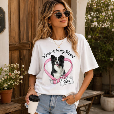Forever In My Heart - Personalized Comfort Colors Shirt, Custom Pet Photo Memorial T-Shirt, Memorial Pet Gift