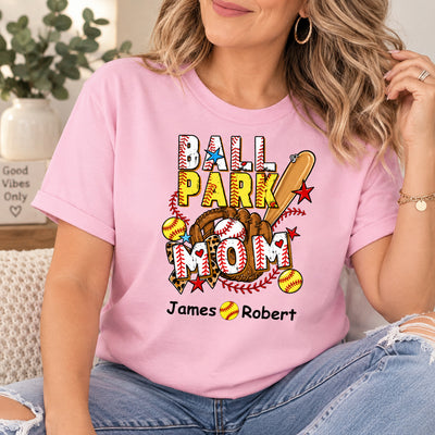 Ballpark Baseball Softball Mimi Game Day - Personalized T-Shirt, Grandma and Grandkids T-shirt