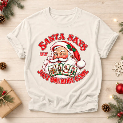 Santa Mahjong  - Personalized Comfort Colors Shirt, Just One More Game Tee, Christmas Mahjong Shirt, Mahjong Lover Gift, Comfort Colors Holiday T- Shirt