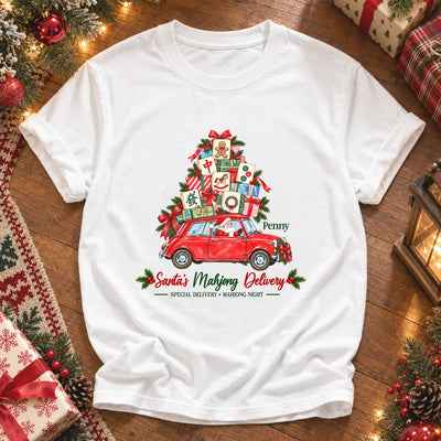 Christmas Mahjong - Personalized Comfort Colors Shirt, Santa Mahjong Shirt, Mahjong Christmas Tee, Mahjong Lover Gift, Comfort Colors Holiday Shirt, Mahjong Gift