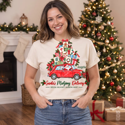 Christmas Mahjong - Personalized Comfort Colors Shirt, Santa Mahjong Shirt, Mahjong Christmas Tee, Mahjong Lover Gift, Comfort Colors Holiday Shirt, Mahjong Gift