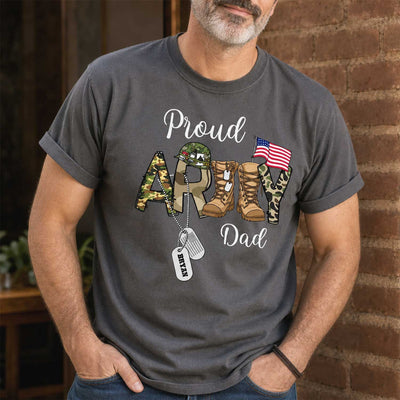 Proud Army Family Mom Dad Brother - Personalized Comfort Colors Shirt, USA Army Family Outfits, Military Family Gift