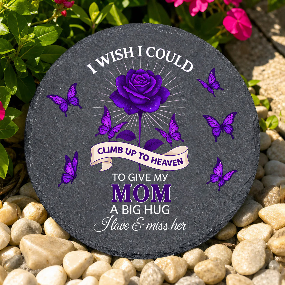 I Wish I Could Climb Up To Heaven To Give My Husband/Mom/Dad/... A Big Hug I Love &amp; Miss Him/Her - Personalized Memorial Stone, Memorial Gift For Loss Of Loved One