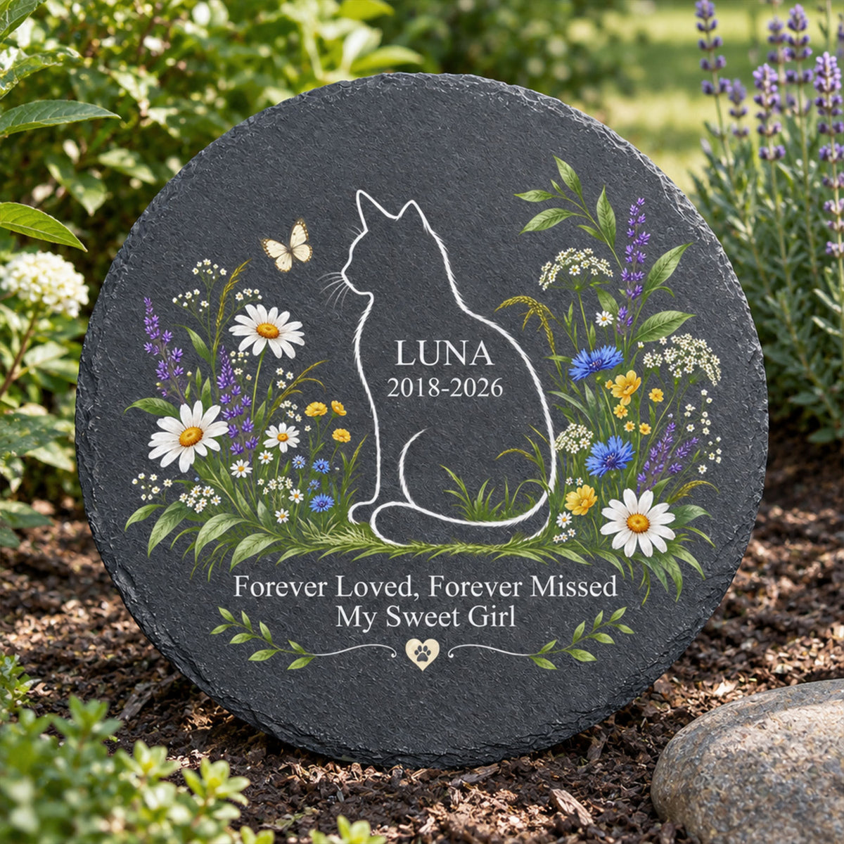 Loved Beyond Forever - Personalized Stone, Custom Cat Name Memorial Stone, Sympathy Gift