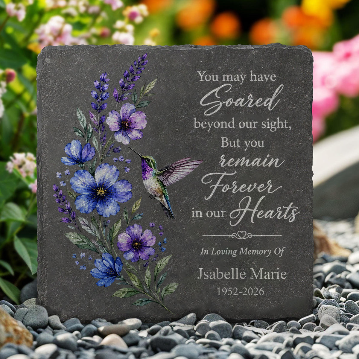 Love Remains Forever - Personalized Stone, Custom Name and Years Garden Stone, Memorial Gift