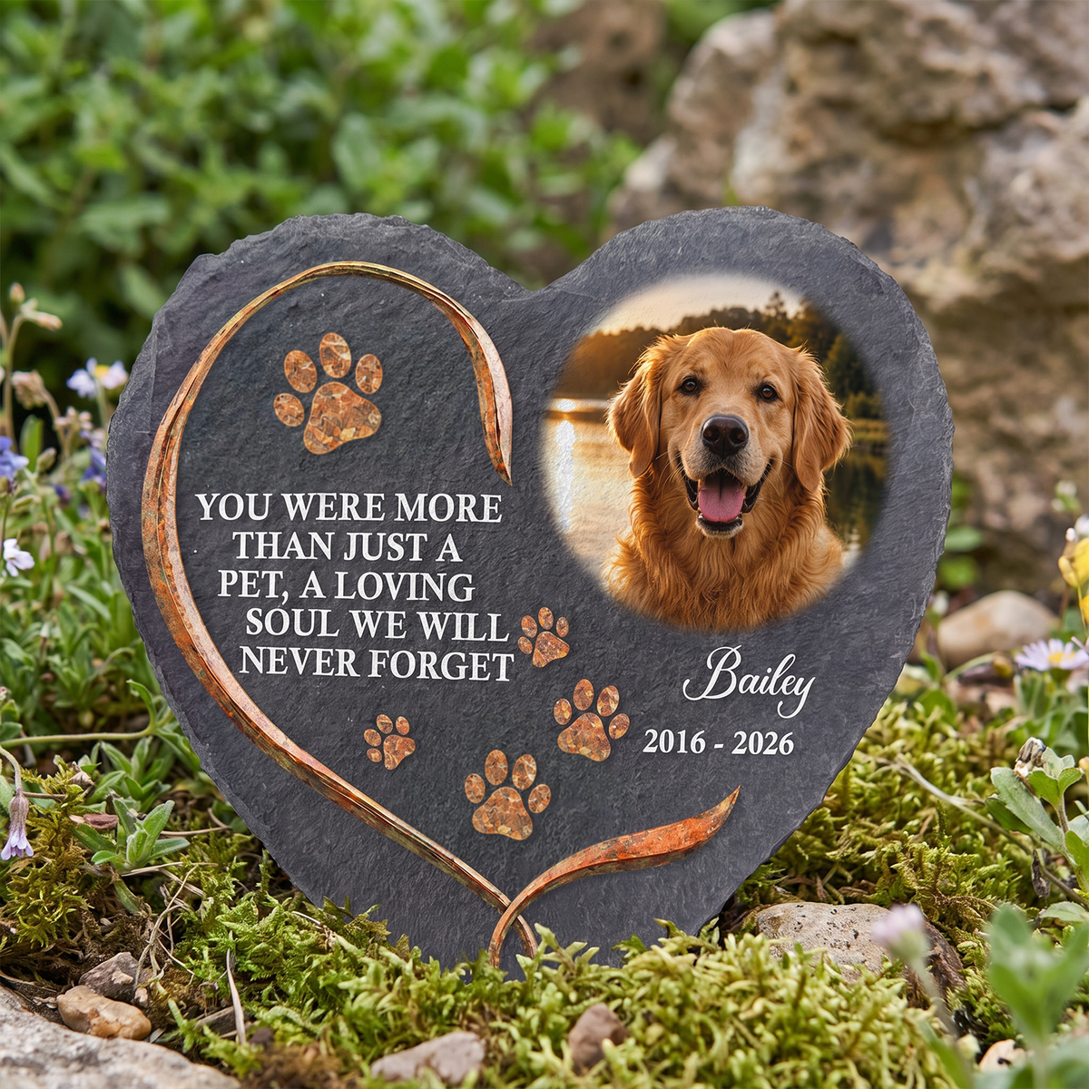You Were More Than Just A Pet, A Loving Soul We Will Never Forget- Personalized Stone,  Pet Memorial Gift, Custom Photo Gift for Dog &amp; Cat Loss