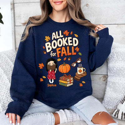 All Booked For Fall - Personalized Sweatshirt, Bookish Fall Shirt, Fall Season Shirt