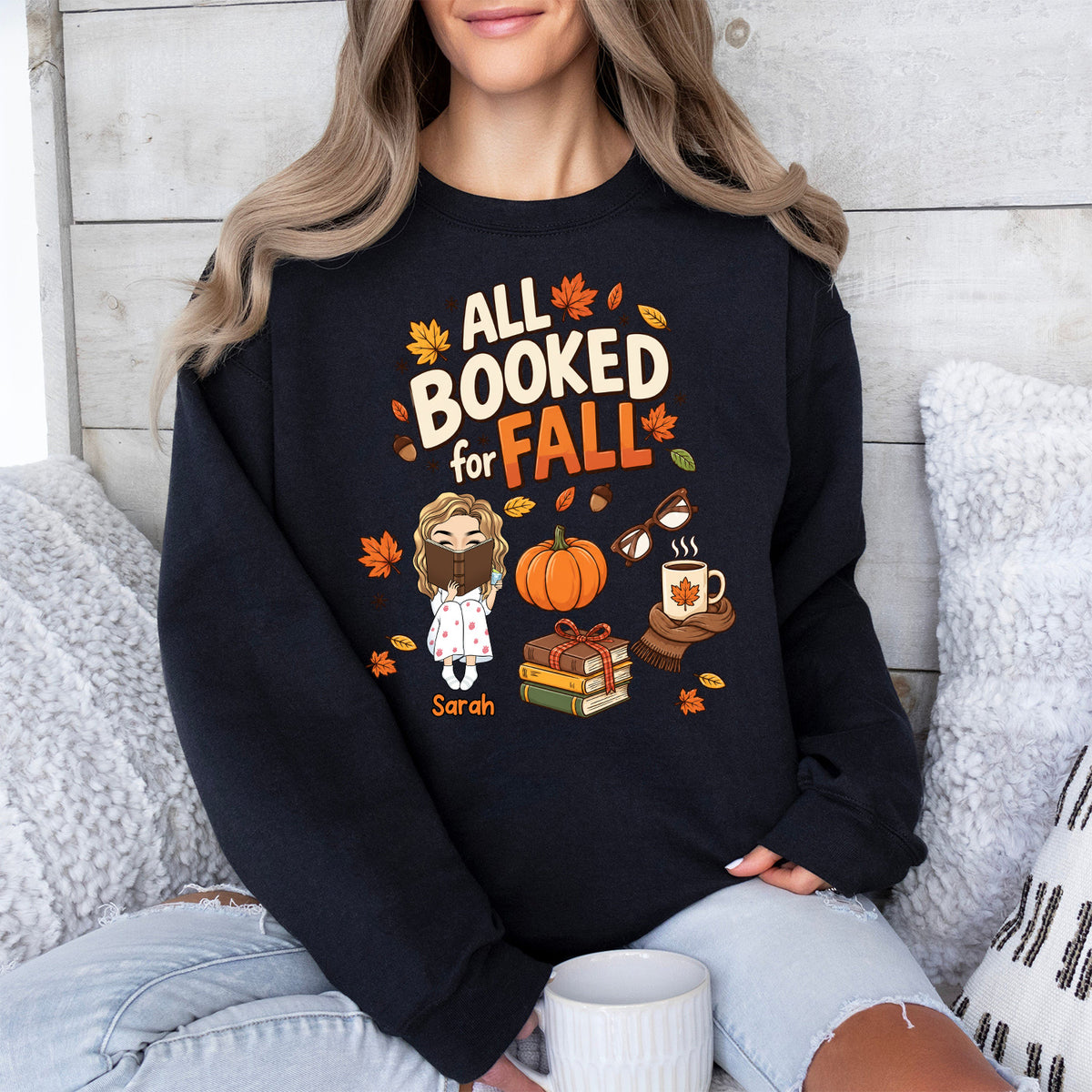 All Booked For Fall - Personalized Sweatshirt, Bookish Fall Shirt, Fall Season Shirt