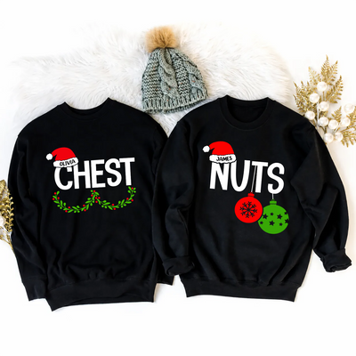 Chest Nuts - Personalized Sweatshirt, Christmas Couples Sweatshirts, Holiday Gift, Christmas Gift for Couple