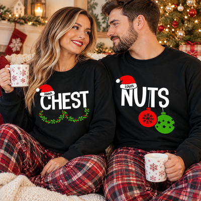 Chest Nuts - Personalized Sweatshirt, Christmas Couples Sweatshirts, Holiday Gift, Christmas Gift for Couple