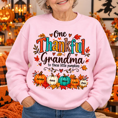 Little Pumpkins Thankful Grandma - Personalized Sweatshirt, Thanksgiving Sweatshirt