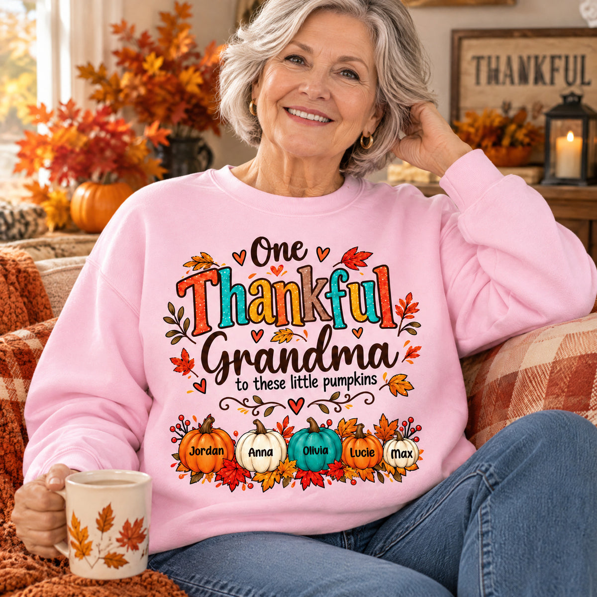 Little Pumpkins Thankful Grandma - Personalized Sweatshirt, Thanksgiving Sweatshirt