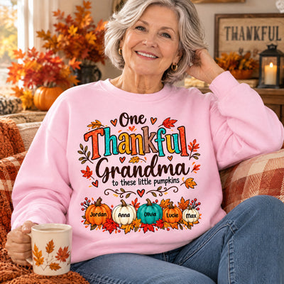 Little Pumpkins Thankful Grandma - Personalized Sweatshirt, Thanksgiving Sweatshirt