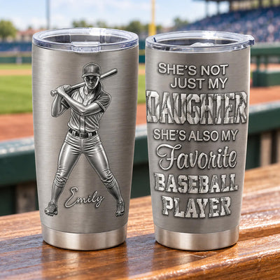 Favorite Baseball Player My Grandson - Personalized Tumbler, Custom 3D Metallic Tumbler Gift For Baseball Fan, Baseball Lovers
