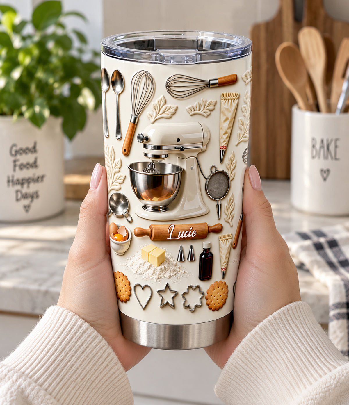 Baking With Me - Personalized Tumbler,  Custom 3D Effect Tumbler, Bakery Accessories Insulated Tumbler